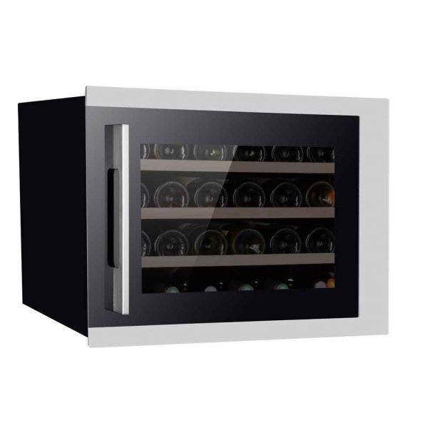 Pevino PI24S-S Wine Fridge - 24 bottle - Single zone wine cooler - 550mm Wide - Black/stainless steel - Integrated - winestorageuk
