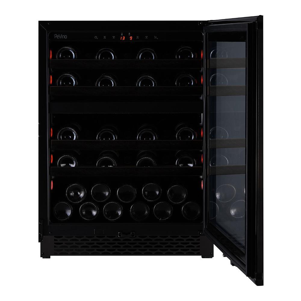 Pevino - PNG46D-HHBS - Built in Wine cooler / Wine Fridge - 39 bottles - 2 zones - Black steel - 595mm Wide - winestorageuk