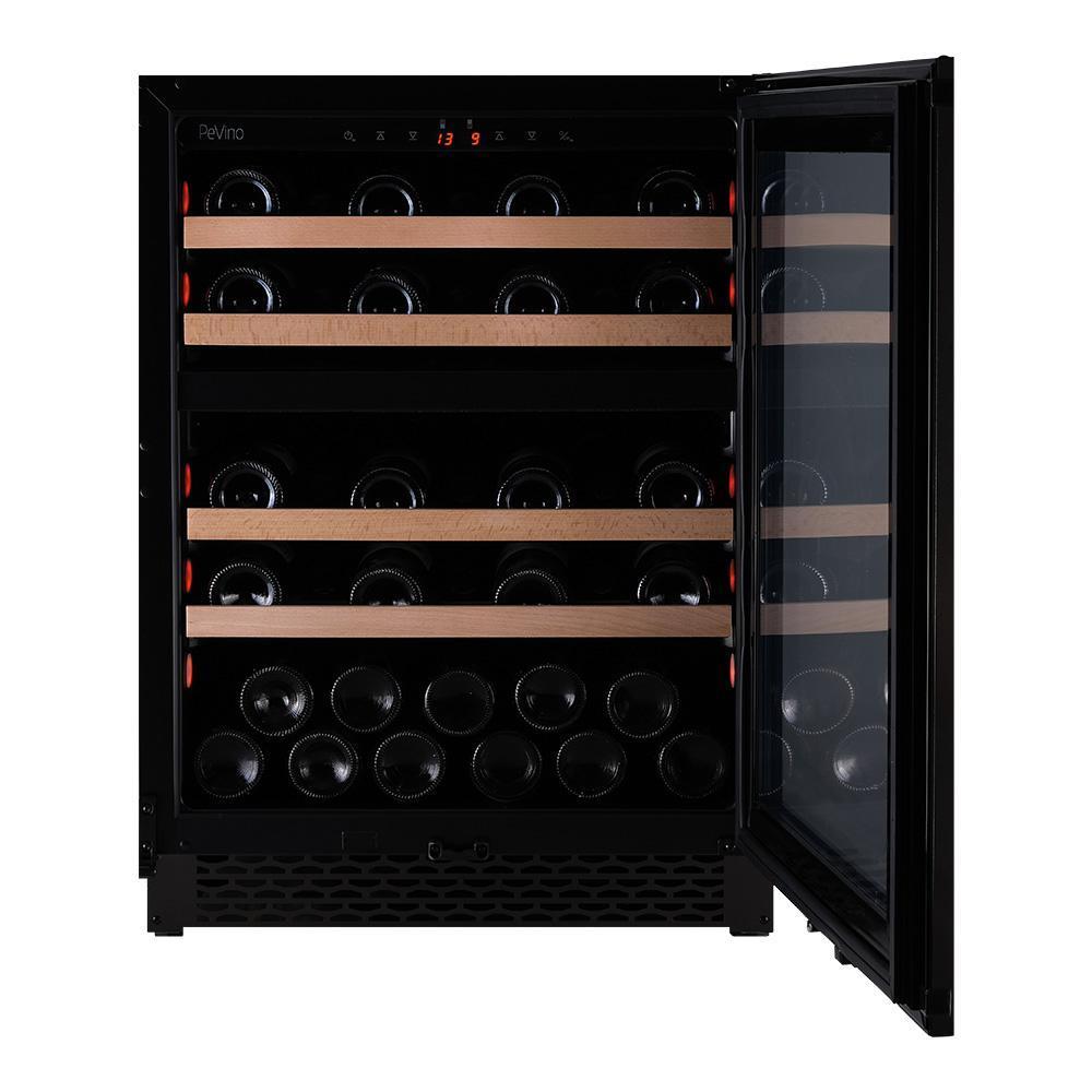 Pevino - PNG46D-HHBS - Built in Wine cooler / Wine Fridge - 39 bottles - 2 zones - Black steel - 595mm Wide - winestorageuk