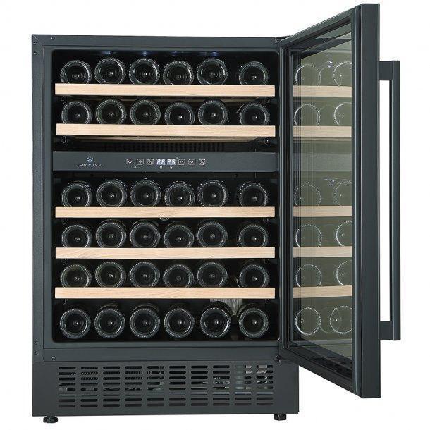 CaveCool Affection Jargon Wine Fridge - 46 bottles - Dual Zone Built In Wine Cooler - Black - 595mm Wide - winestorageuk