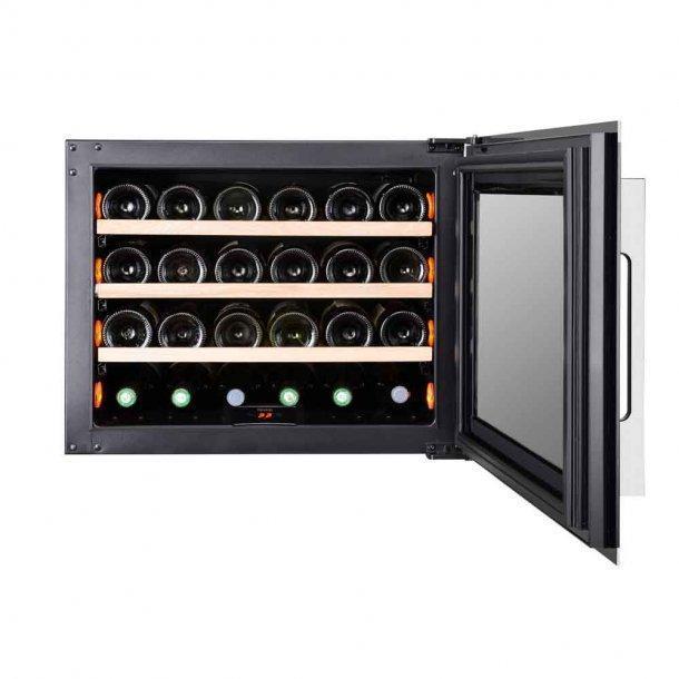 Pevino PI24S-S Wine Fridge - 24 bottle - Single zone wine cooler - 550mm Wide - Black/stainless steel - Integrated - winestorageuk