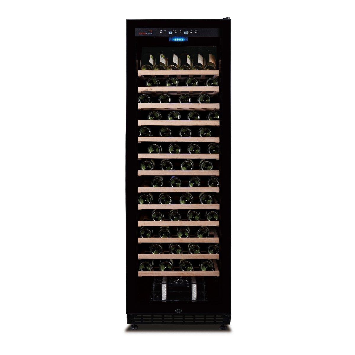 Swisscave WLB-450FHU - Black Edition - Single Zone Wine Cooler / Wine Fridge (170-200 BOT) with Active Air Humidification Management - 600mm Wide - winestorageuk