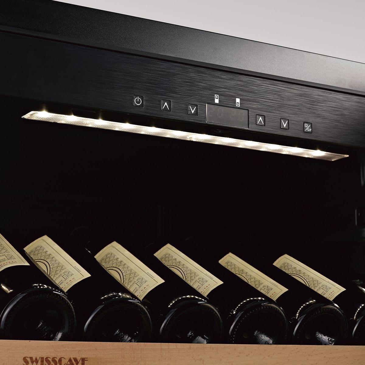 Swisscave WLB-460DF - Black Edition Dual Zone Cabinet (168 - 200 BOT) - 595mm Wide - winestorageuk