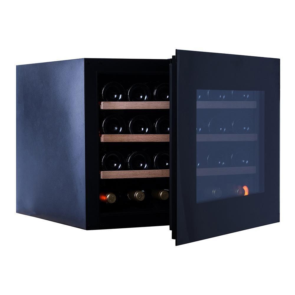 Pevino - Pl24S-BP - Integrated Wine Cooler / Wine Fridge - Push Open 24 bottles - Single zone - White glass front - 592mm Wide - winestorageuk