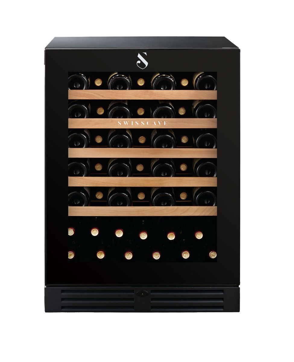 Swisscave WLB-160F - Black Edition Single Zone Wine Cabinet (47 - 55 BOT) - 595mm Wide - winestorageuk